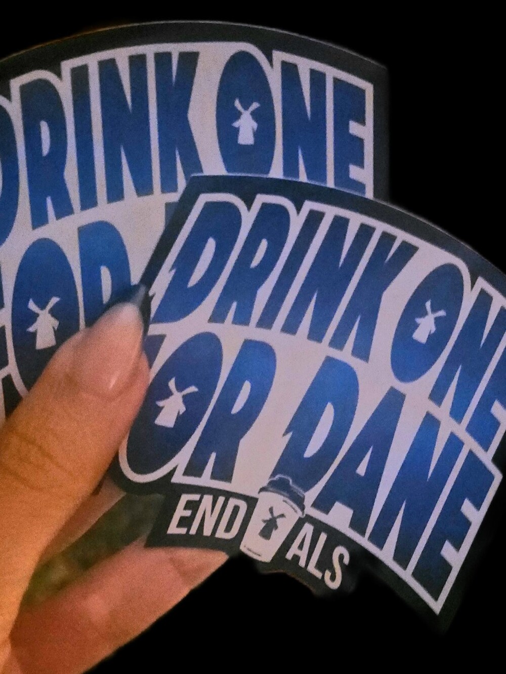 Set Of ✌️ 2 Limited Edition Dutch Bros Stickers " Drink One For Dane" - Nwt✨️